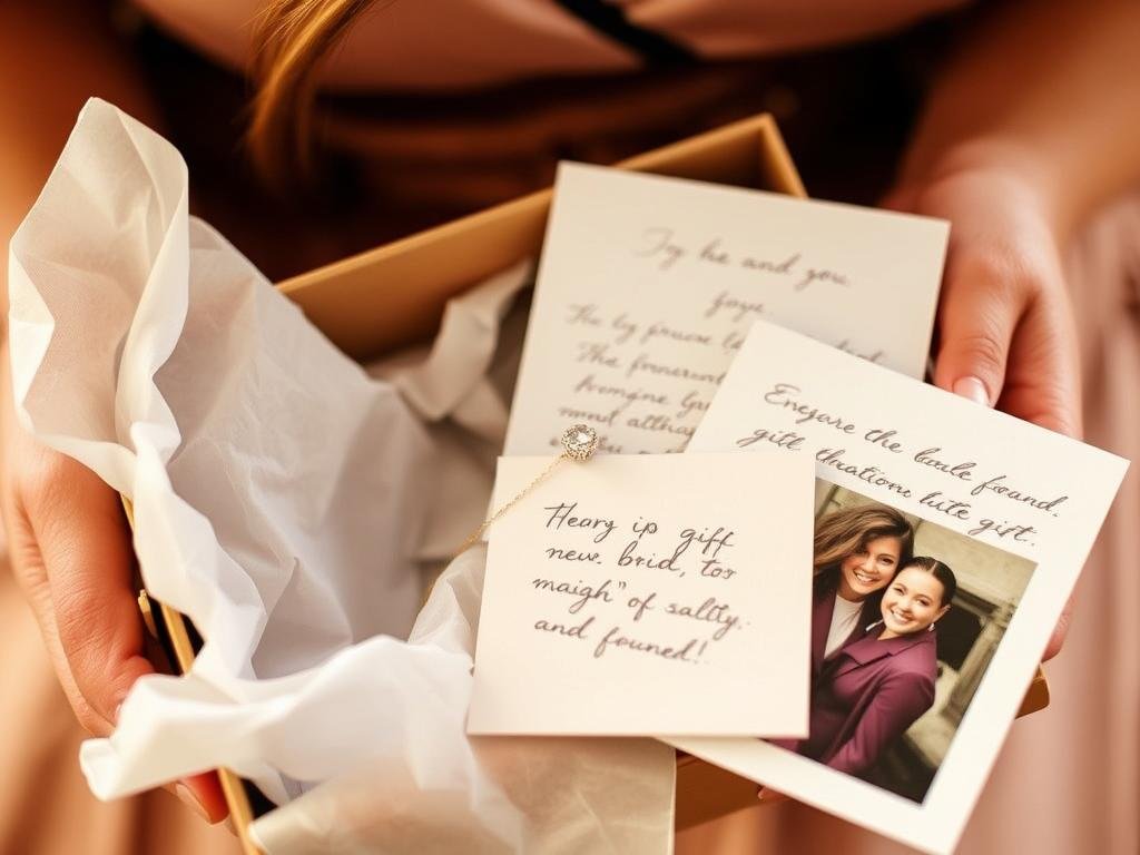 Bridesmaid gift with handwritten note and photo