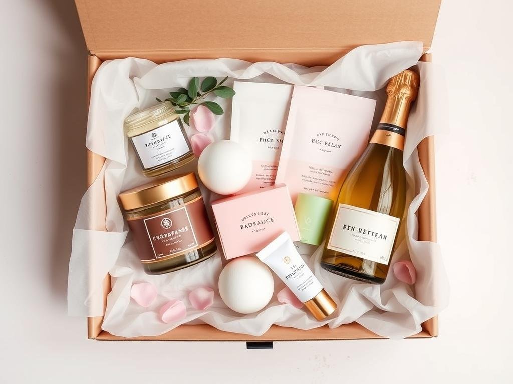 Bridesmaid spa gift box with beauty products