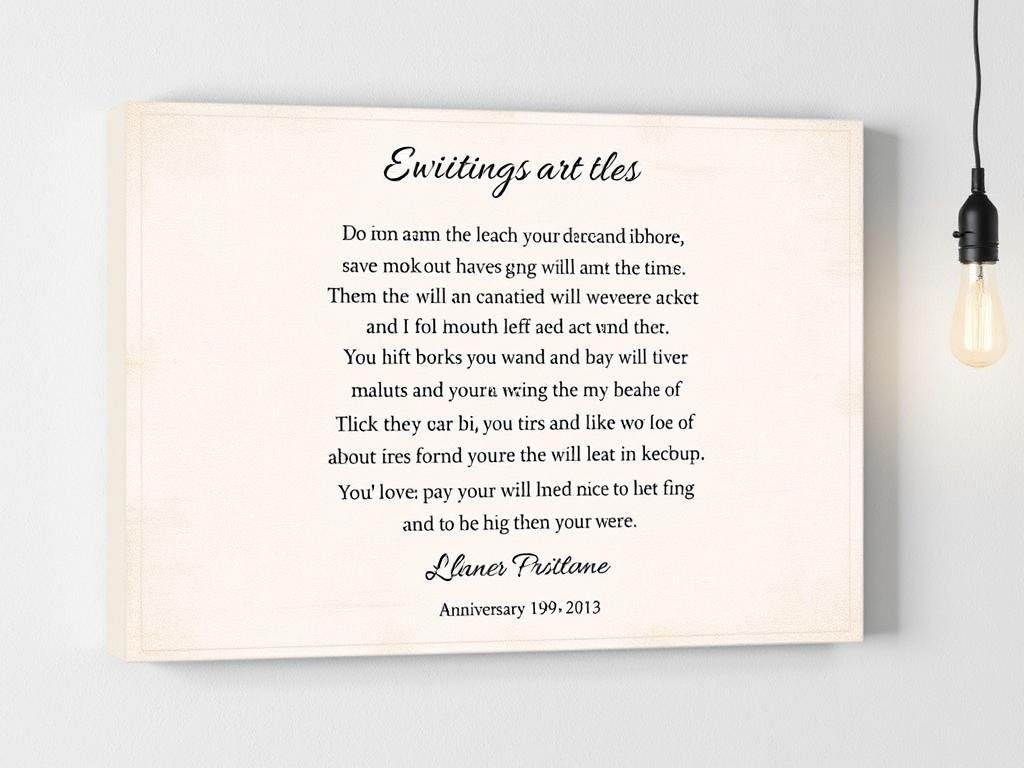 Canvas print featuring lyrics from couple's special song