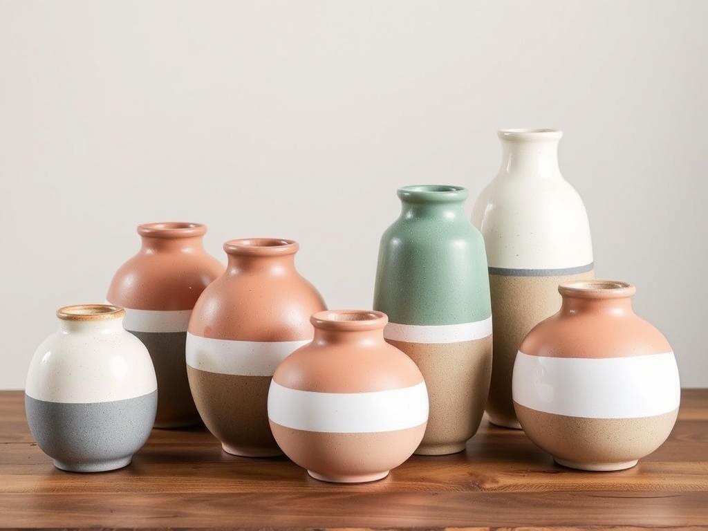 Ceramic vase collection in contemporary designs, artistic gift idea for women