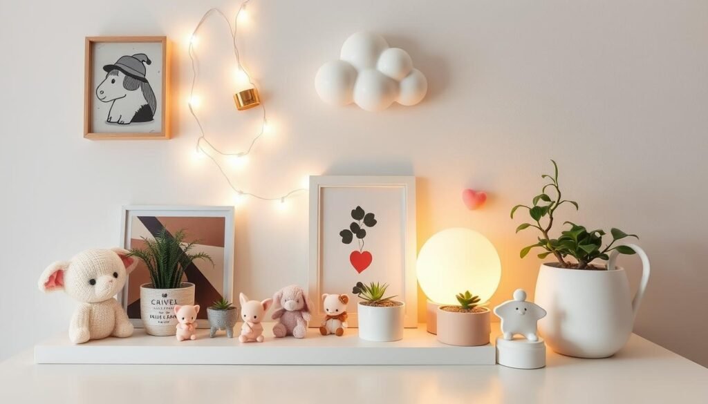 Collection of aesthetic trinkets and room decor popular with Gen Z