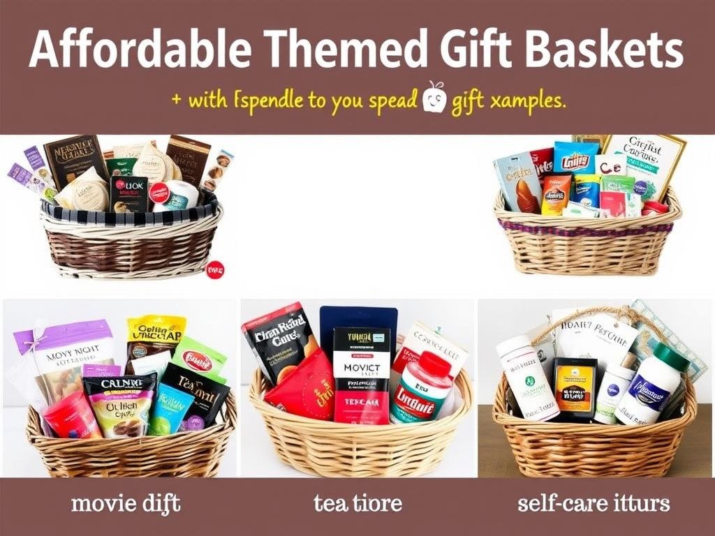 Collection of affordable themed gift basket ideas with budget-friendly items