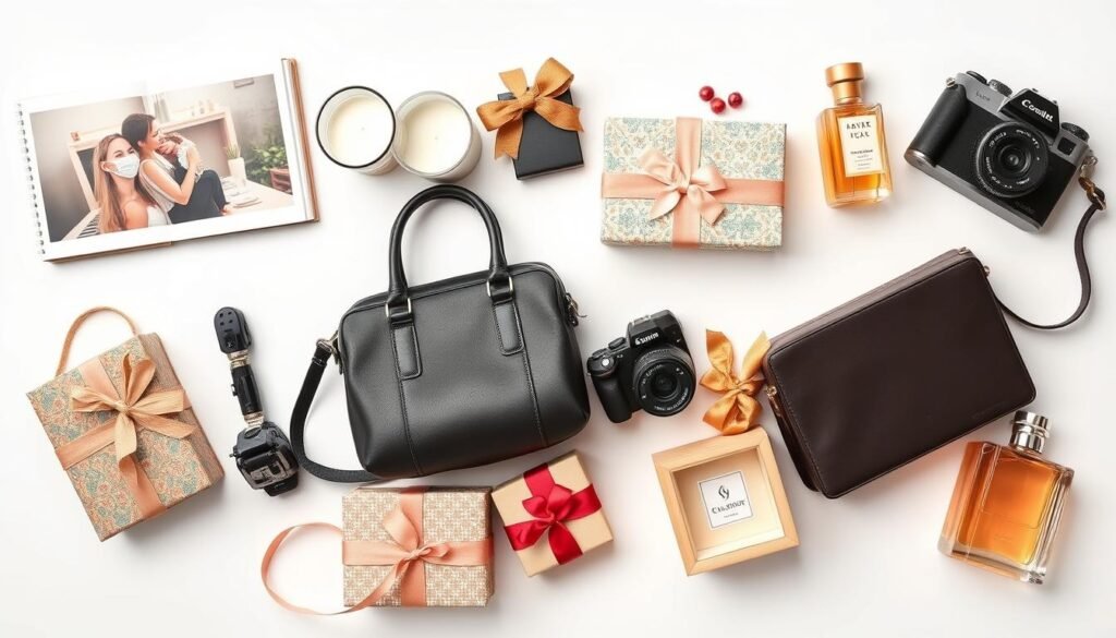 Collection of different gift types for various personality types for anniversary gifts for her