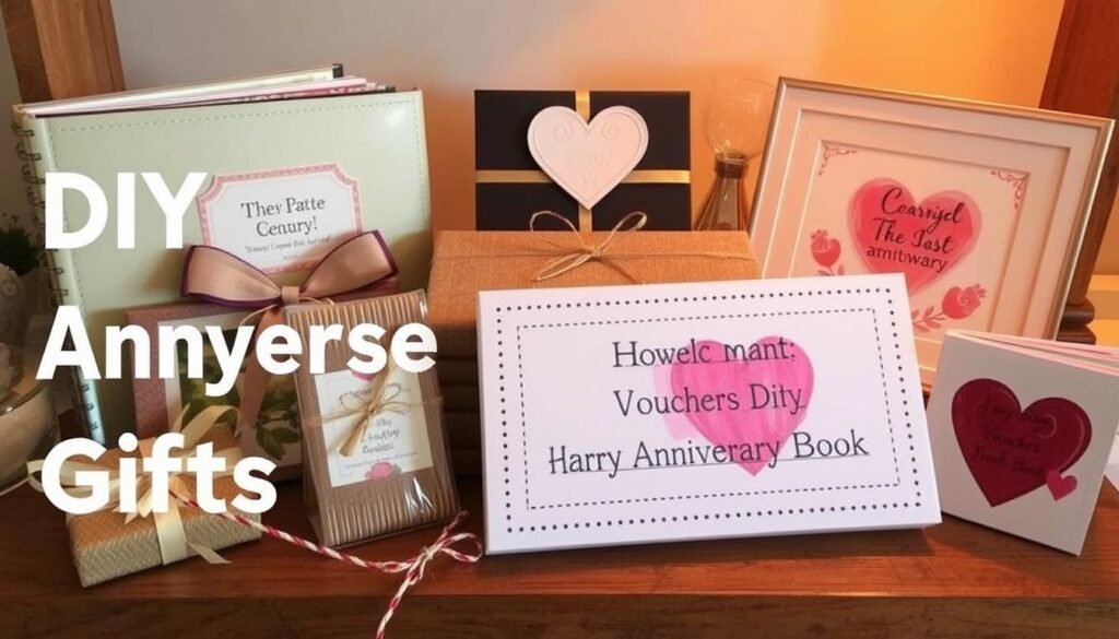 Collection of handmade DIY anniversary gifts