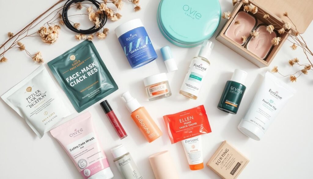 Collection of self-care and beauty products popular with Gen Z