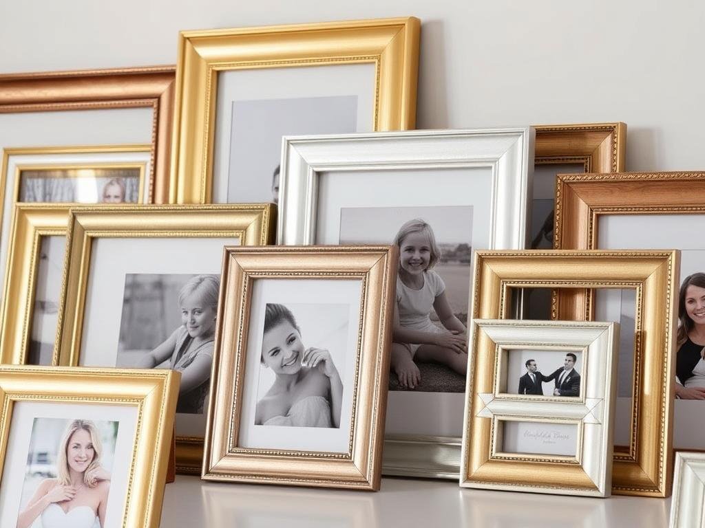 Collection of stylish picture frames in various sizes and finishes