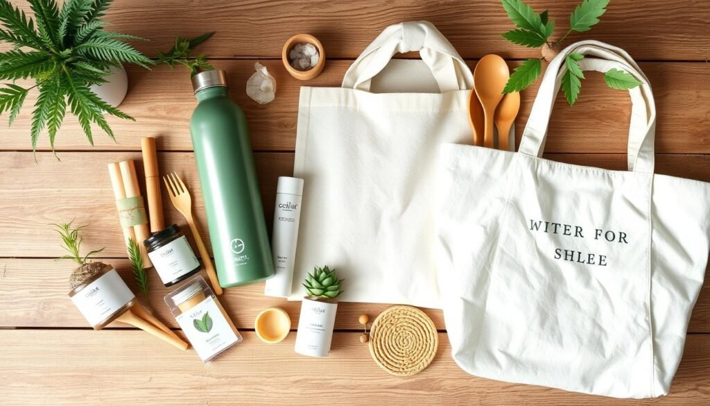 Collection of sustainable and eco-friendly products popular with Gen Z