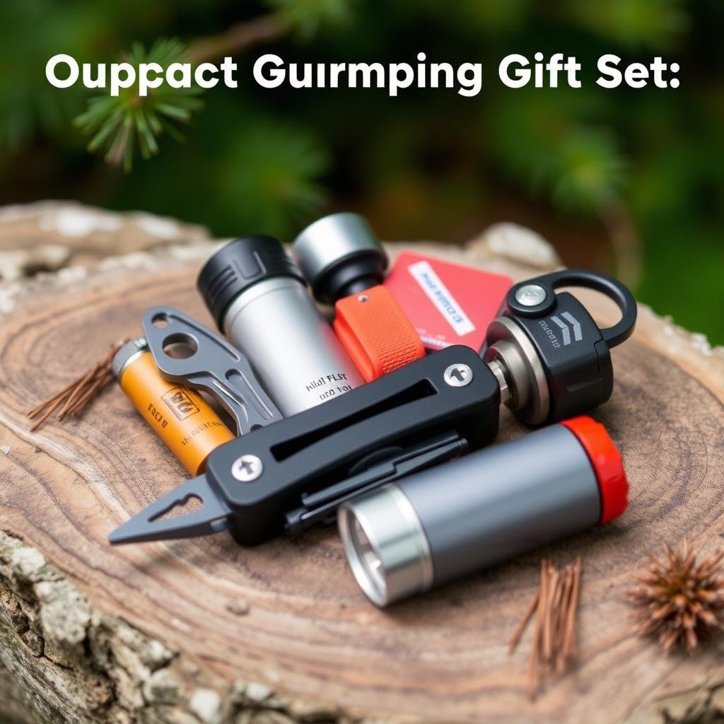 Compact camping gear gift set with multi-tool creative gift ideas