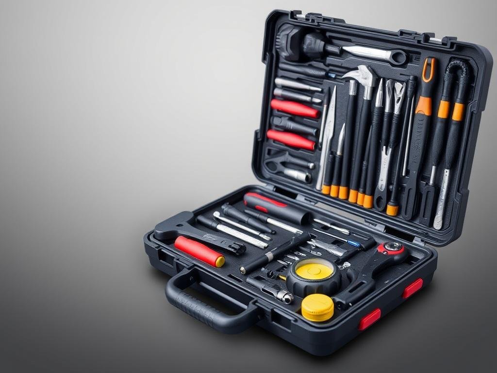 Comprehensive home tool kit in carrying case for housewarming gift ideas