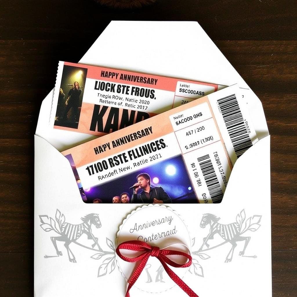 Concert tickets for a favorite band presented in a gift envelope Concert tickets for a favorite band presented in a gift envelope