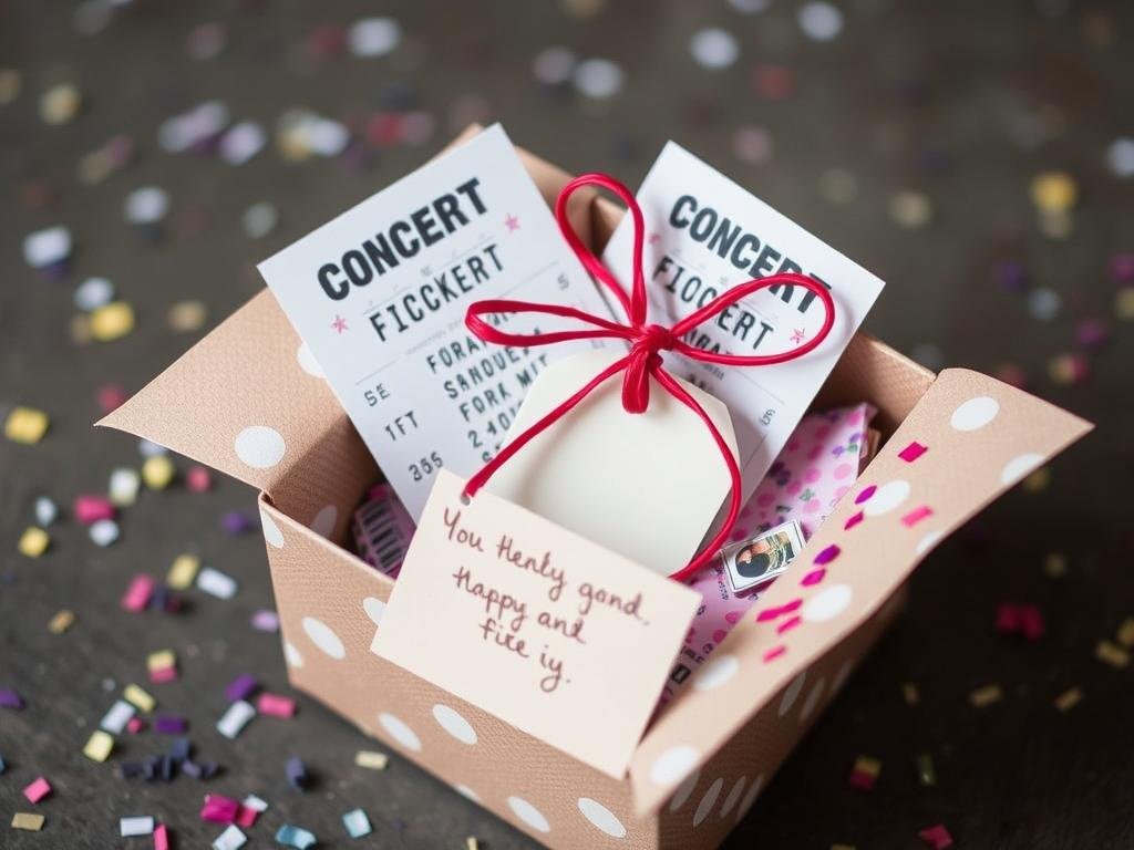 Concert tickets in gift box for girlfriend birthday gifts