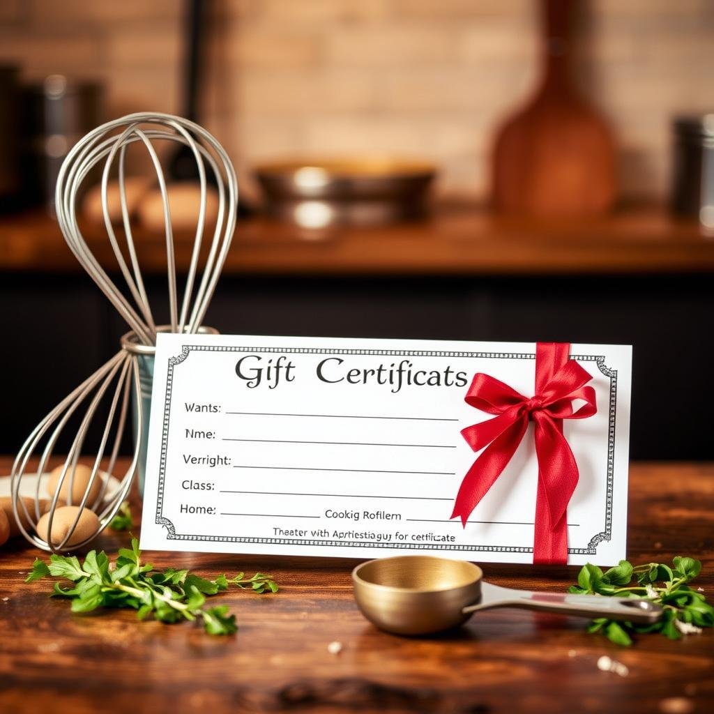 Cooking class gift certificate for best friends to learn new recipes together