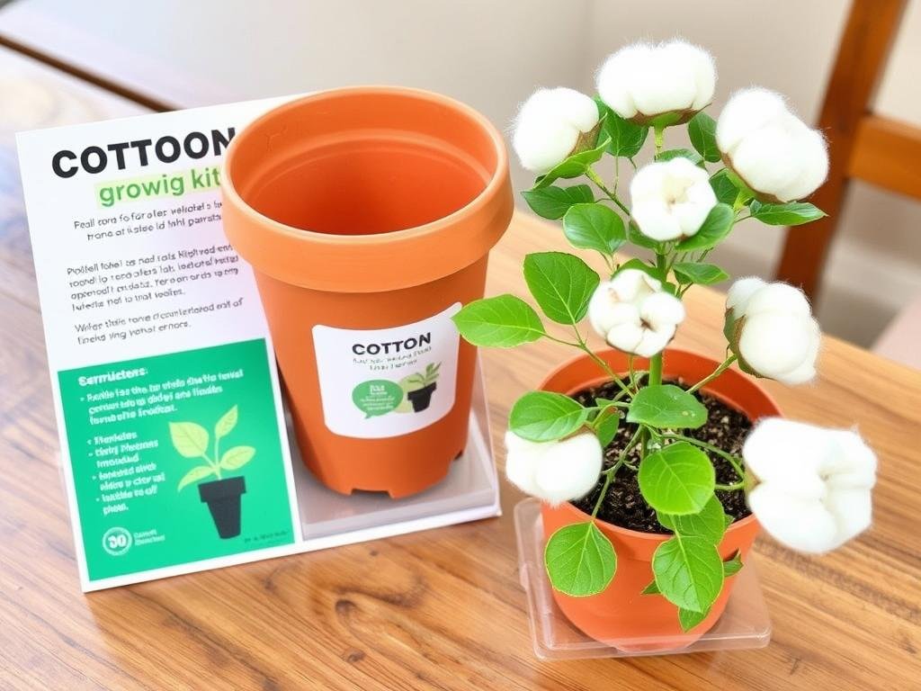 Cotton plant growing kit as a unique cotton anniversary gift for him