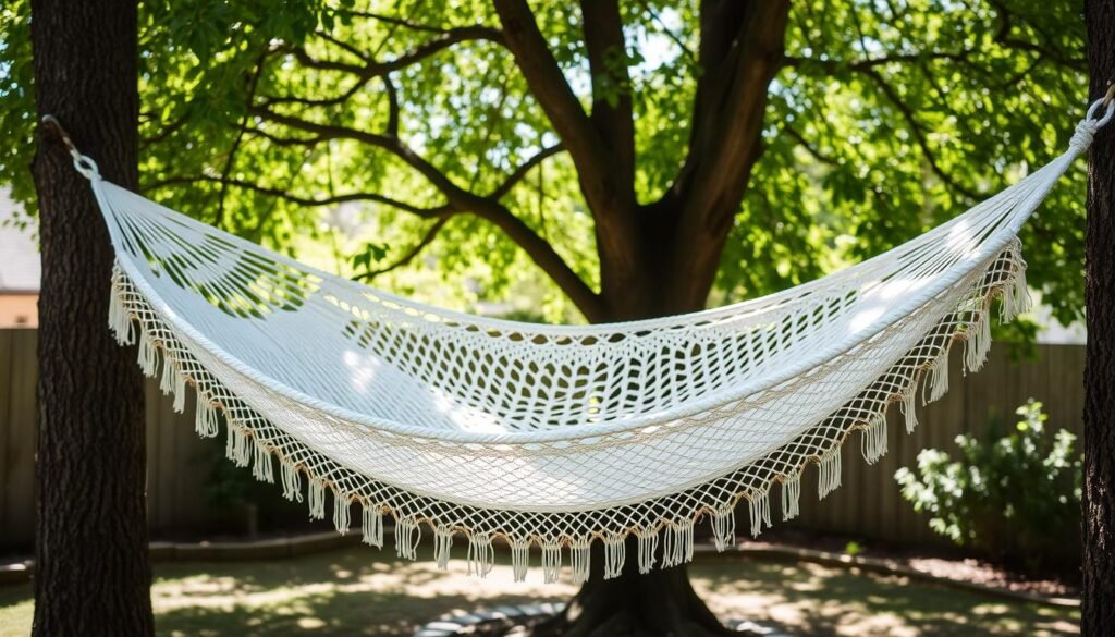 Cotton rope hammock for relaxation as a cotton anniversary gift for him