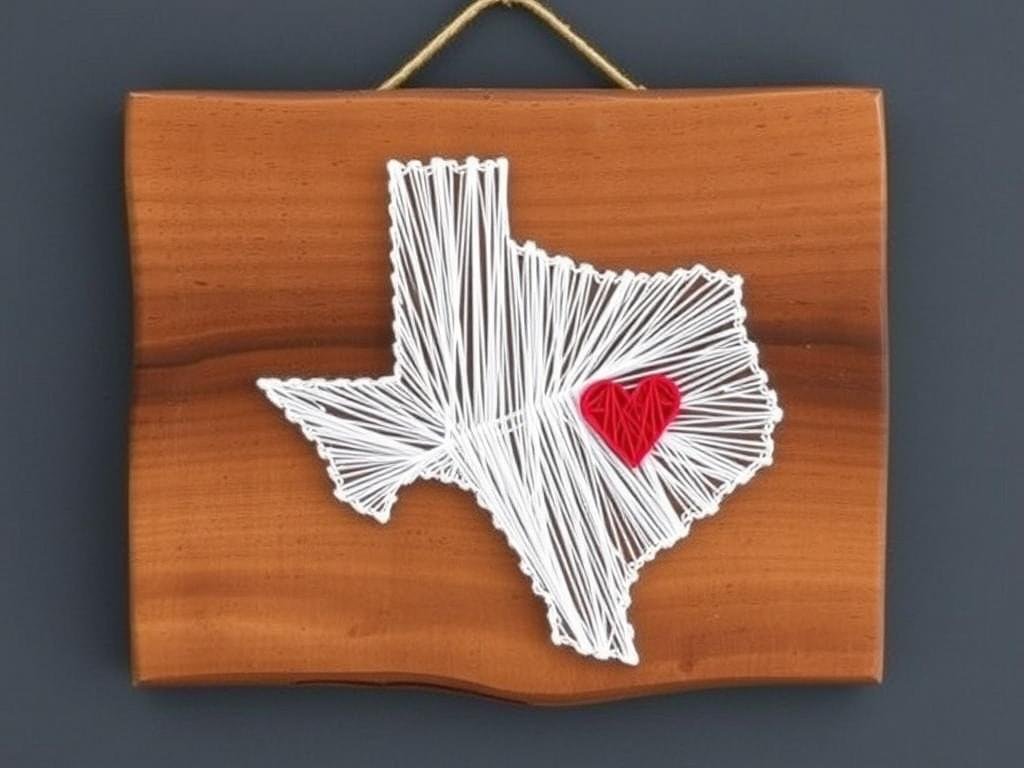 Cotton string art of a state map as a unique cotton anniversary gift for him