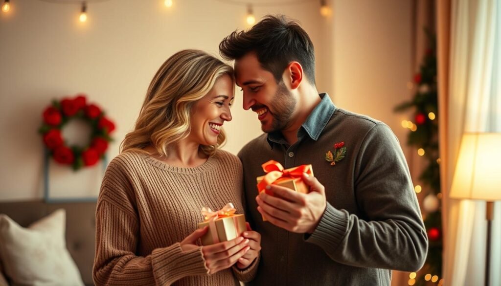 Couple celebrating anniversary with thoughtful gifts and meaningful moments