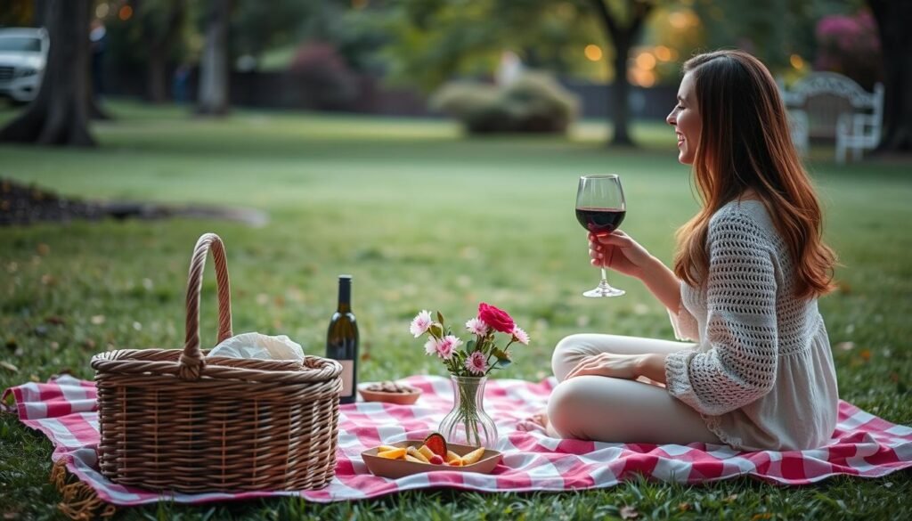 Couple enjoying a picnic as a budget Valentine's Day experience gift