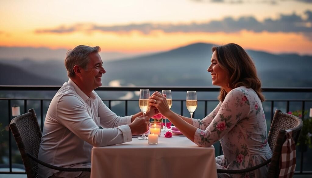 Couple enjoying an anniversary experience gift together