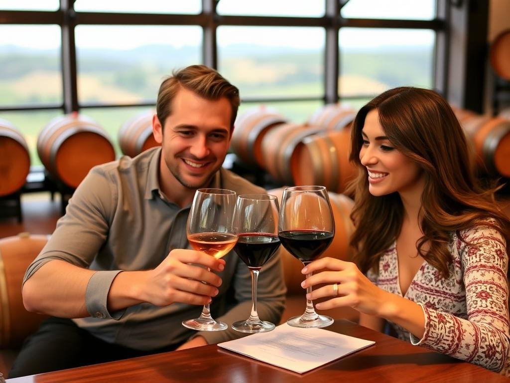 Couple enjoying wine tasting experience
