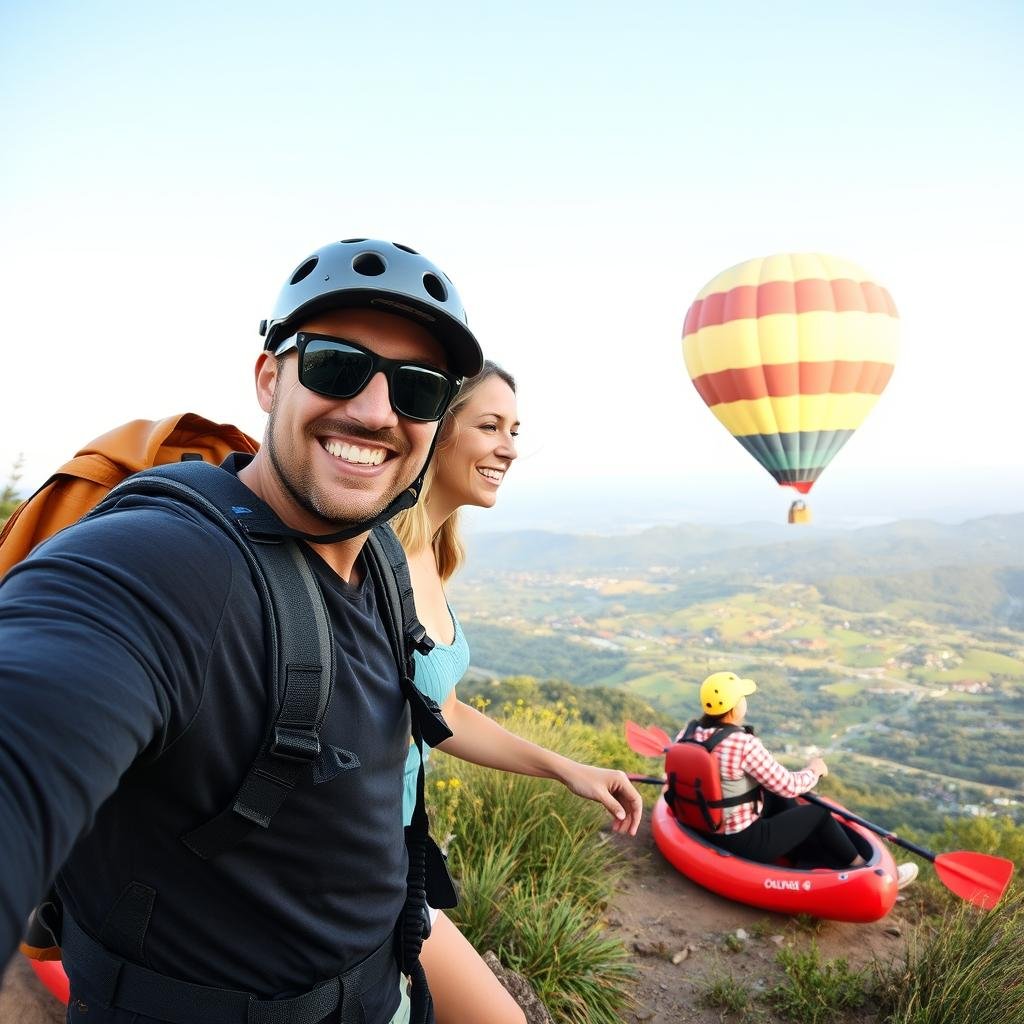 Couple on an outdoor adventure for anniversary gift ideas