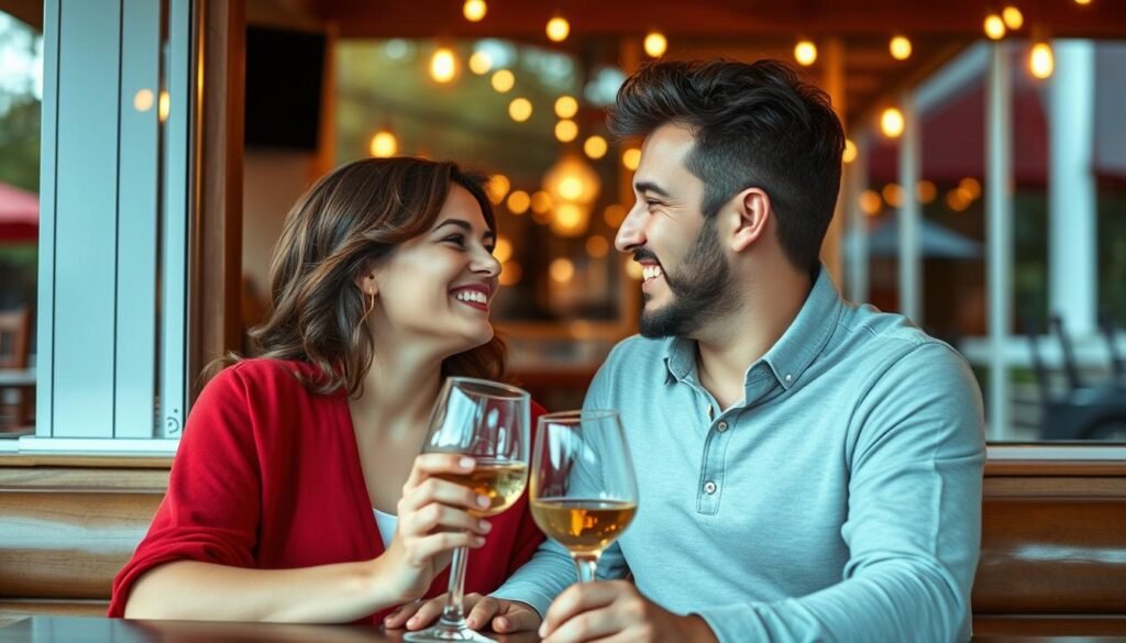 Couple recreating their first date for 10 year anniversary celebration