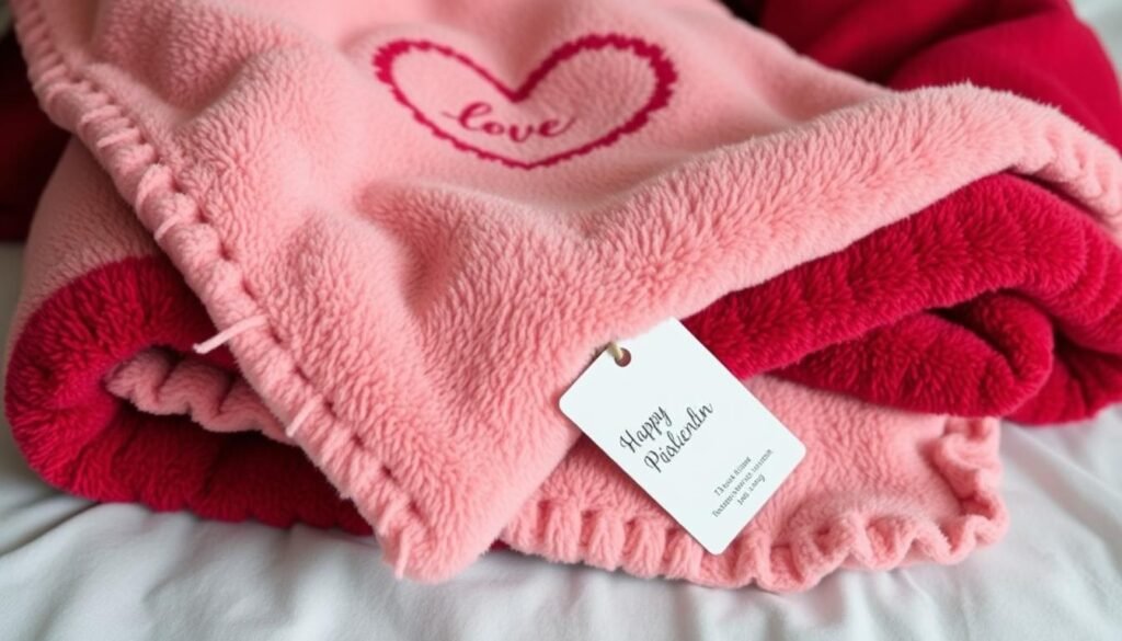 Cozy personalized blanket as a practical budget Valentine's Day gift