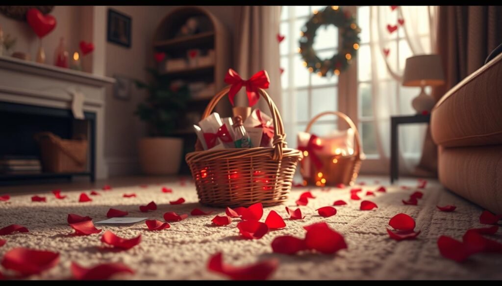 Creative Valentine's Day basket delivery with a scavenger hunt and surprise elements