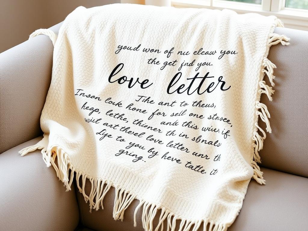 Custom blanket with handwritten love letter text for anniversary gift