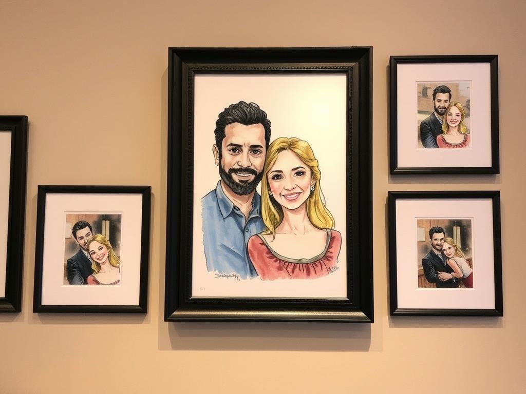 Custom couple portrait as valentines day gift for him
