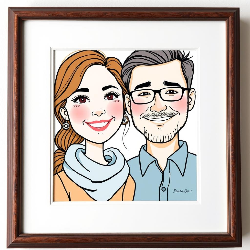 Custom couple portrait illustration in artistic style for anniversary gift ideas