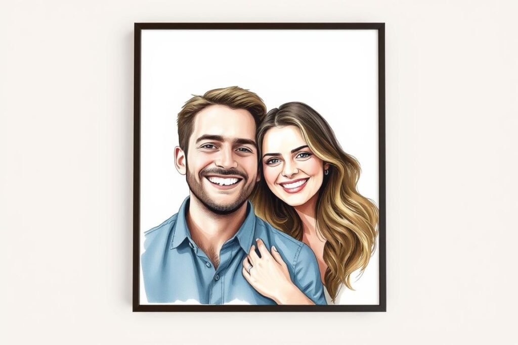 Custom couple portrait in artistic style as a boyfriend anniversary gift
