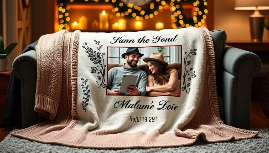 Custom couple's throw blanket for cozy romantic gifts for boyfriend
