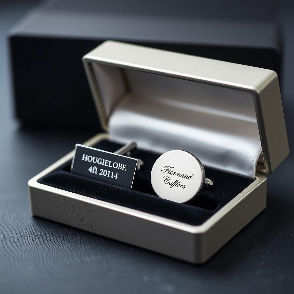 Custom engraved cufflinks in an elegant gift box