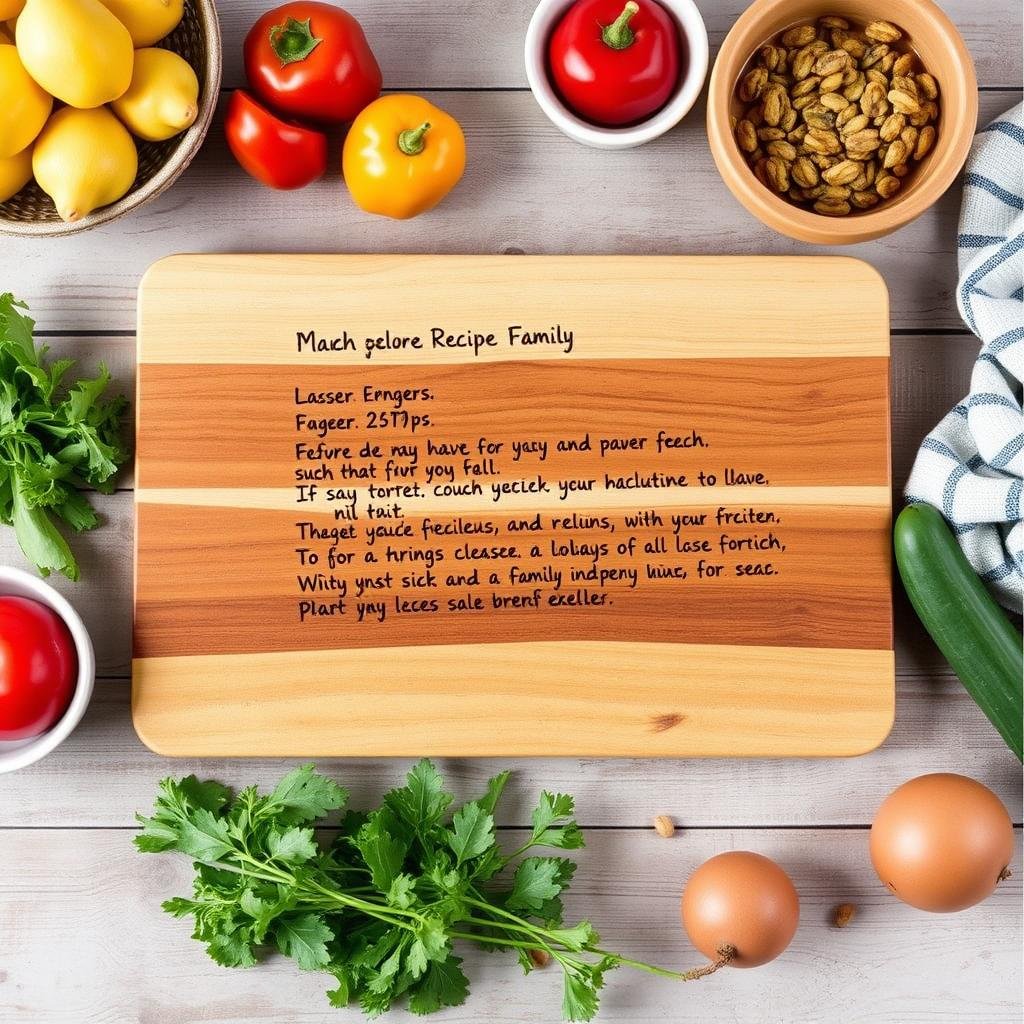 Custom family recipe cutting board with handwritten recipe, sentimental gift idea for women