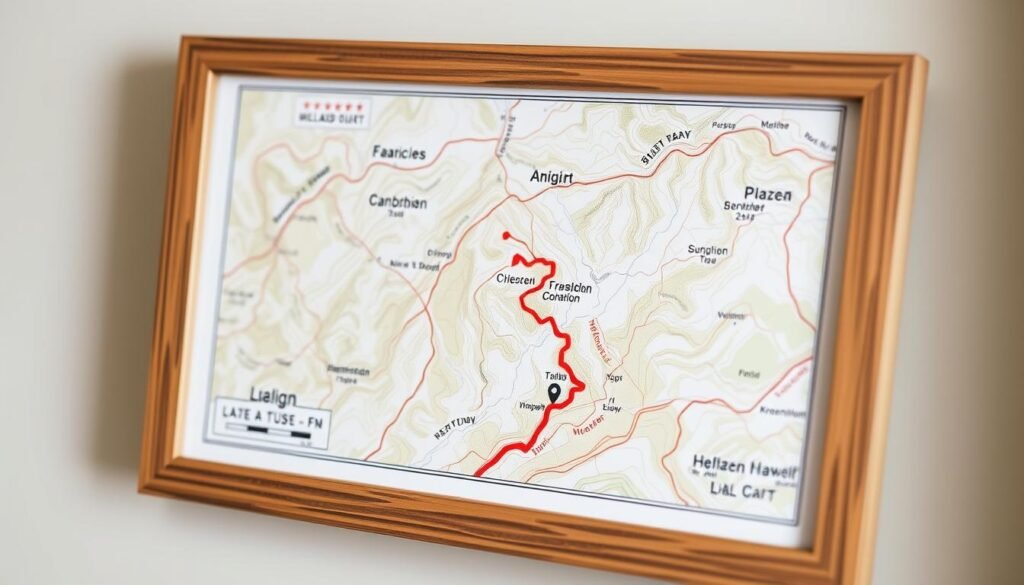 Custom hiking or trail map of a special location as an anniversary gift