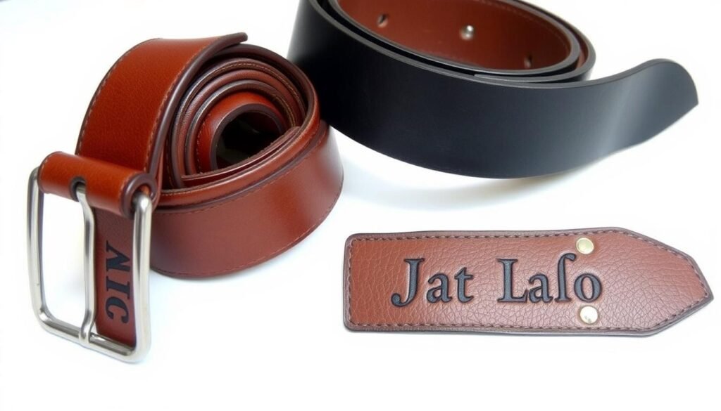 Custom leather belt with embossed name or initials as boyfriend anniversary gift