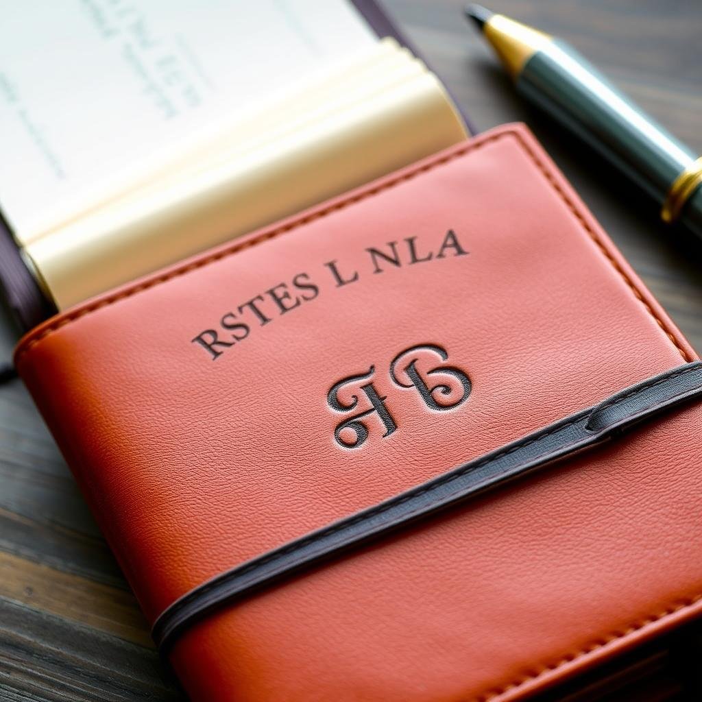 Custom leather journal with embossed initials and high-quality paper Custom leather journal with embossed initials and high-quality paper