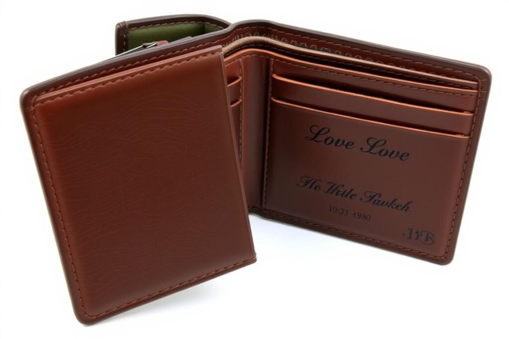 Custom leather wallet with hidden romantic message for boyfriend gift