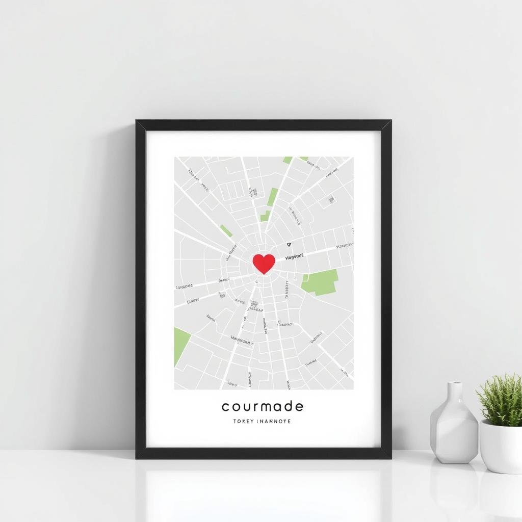 Custom map print showing a special location for best friends