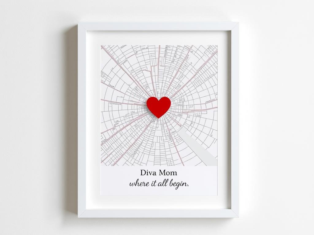 Custom map print showing where couple met for paper anniversary