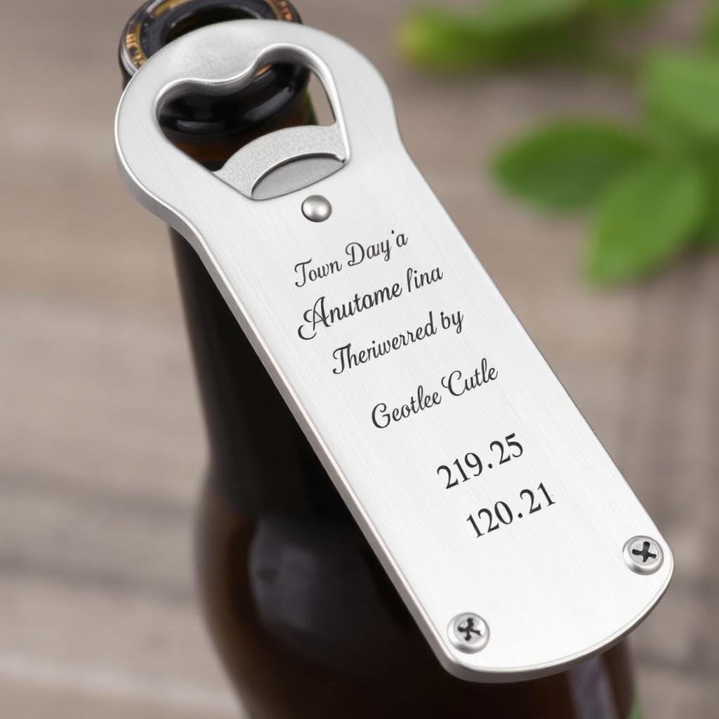 Custom metal bottle opener with anniversary date as a tin anniversary gift
