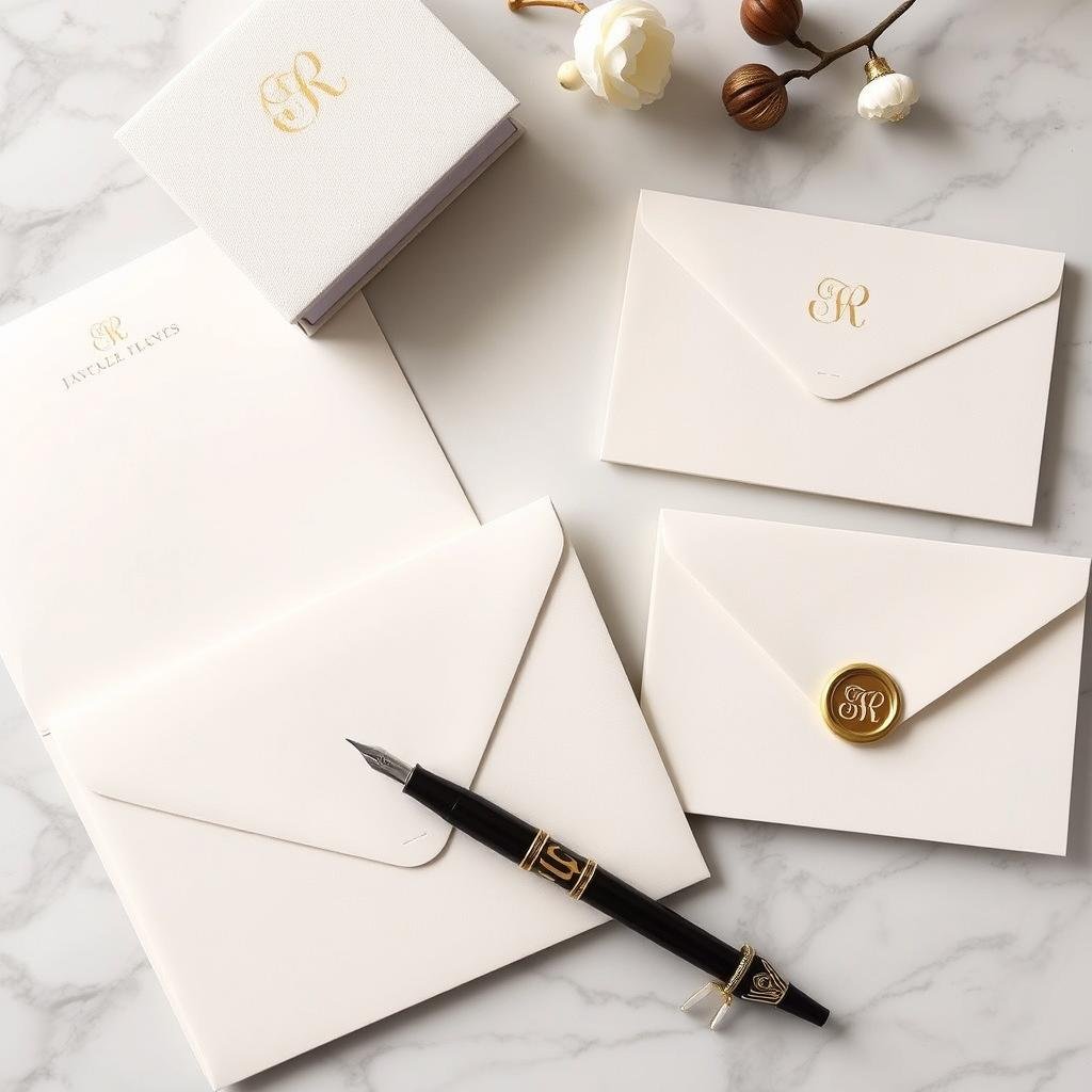 Custom monogrammed stationery set as a 1 year anniversary gift