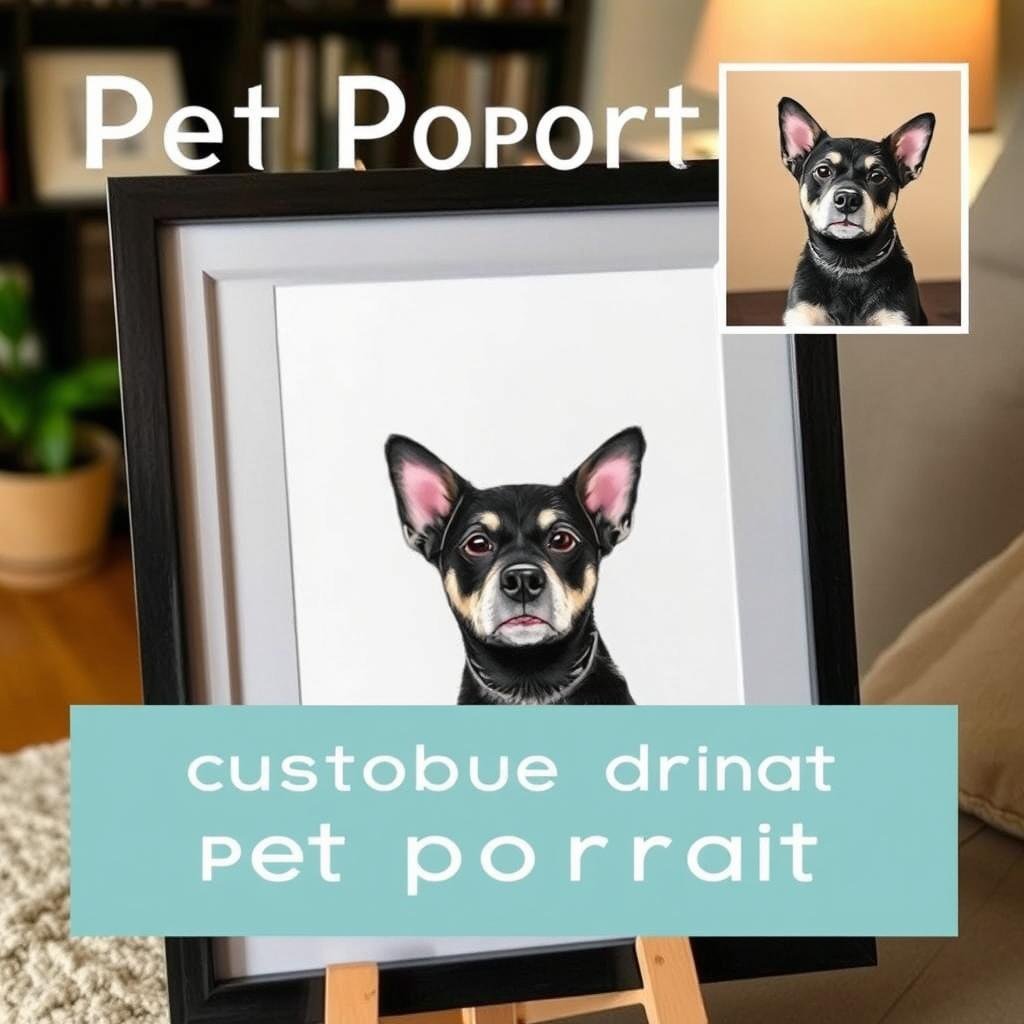 Custom pet portrait from photo - personalized gifts for millennial pet parents