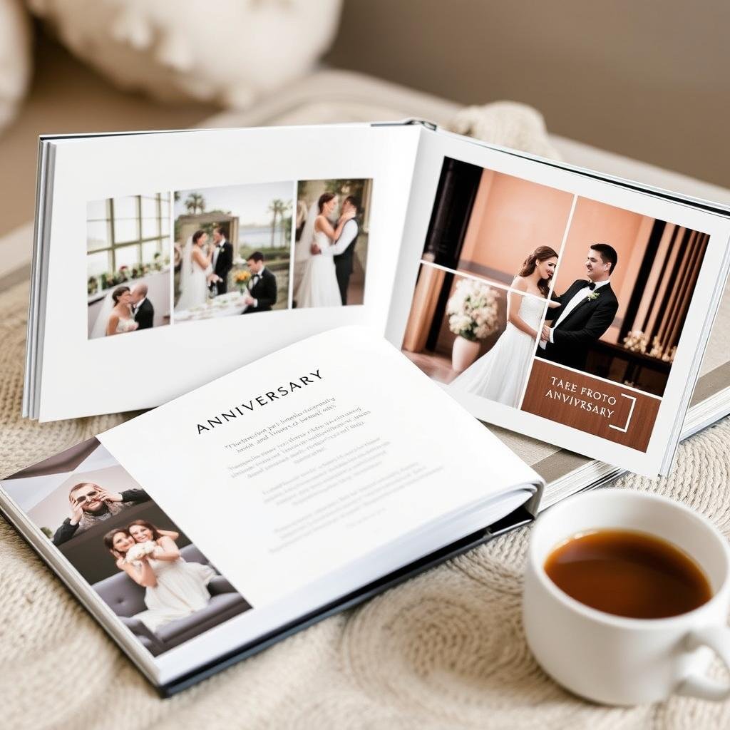 Custom photo book celebrating anniversary memories