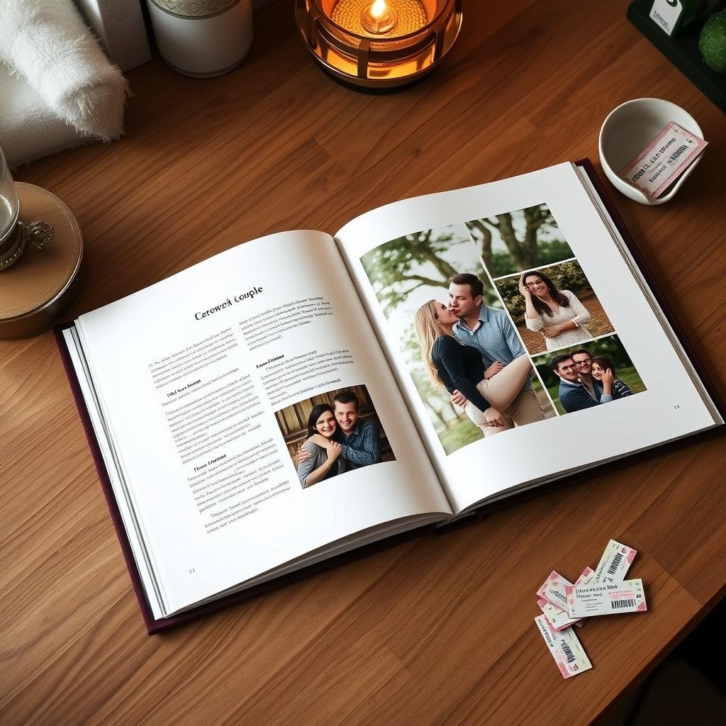 Custom photo book documenting relationship milestones for anniversary gifts for her