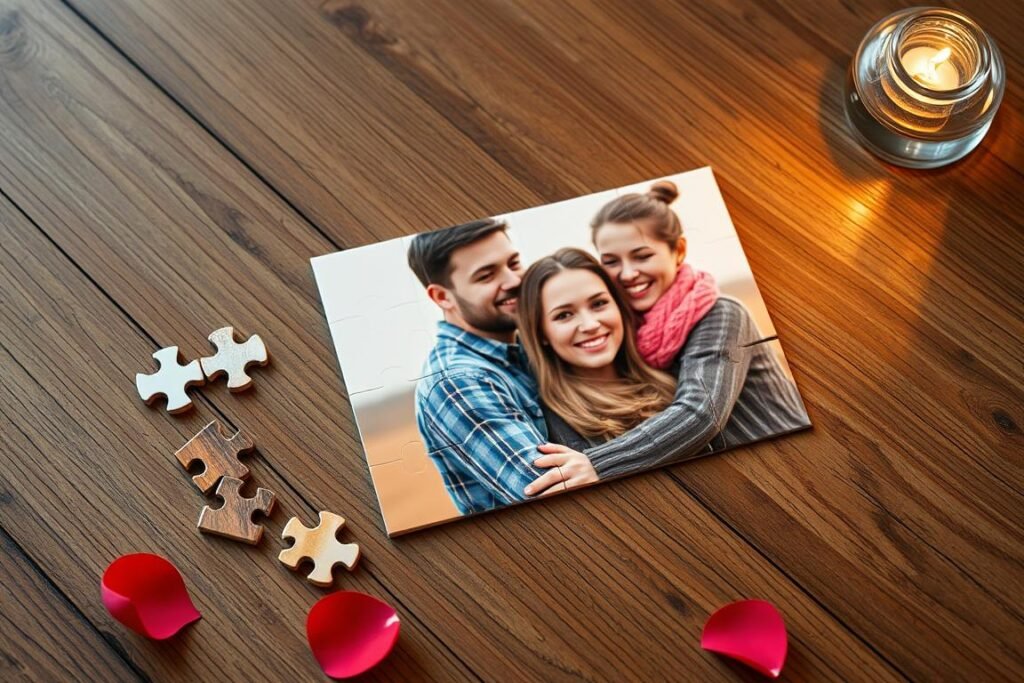 Custom photo puzzle with couple's picture as valentines gift for girlfriend
