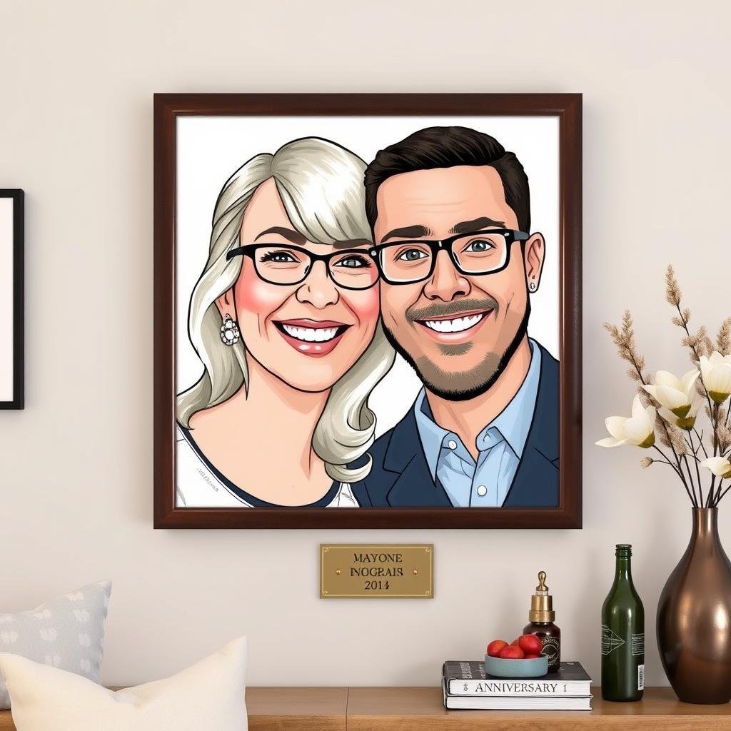 Custom portrait illustration of a couple in artistic style