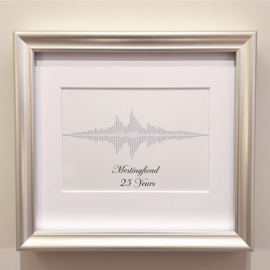 Custom silver soundwave art of a special song for anniversary gift ideas