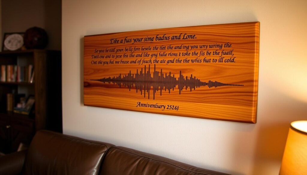 Custom song lyric art on wood for 5 year anniversary gift ideas for him