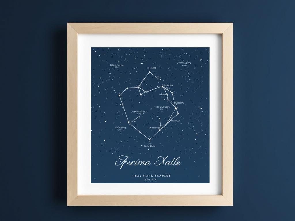 Custom star map showing constellation alignment from first date night